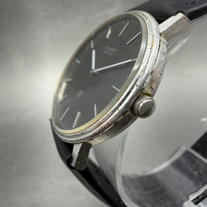 Orient Watch Men 32mm Black Dial Silver Tone Round Y050602-00 New Battery VTG2