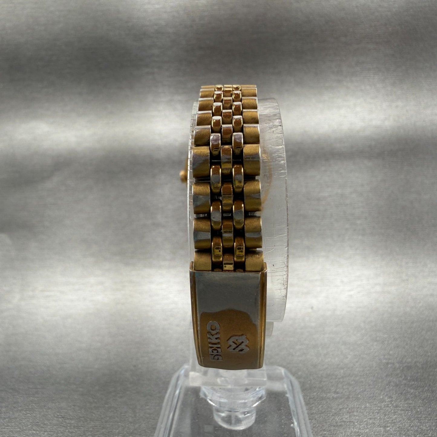 Seiko SQ Watch Women 24mm Gold Dial Gold Tone Daydate 24mm Round New Battery HDA7