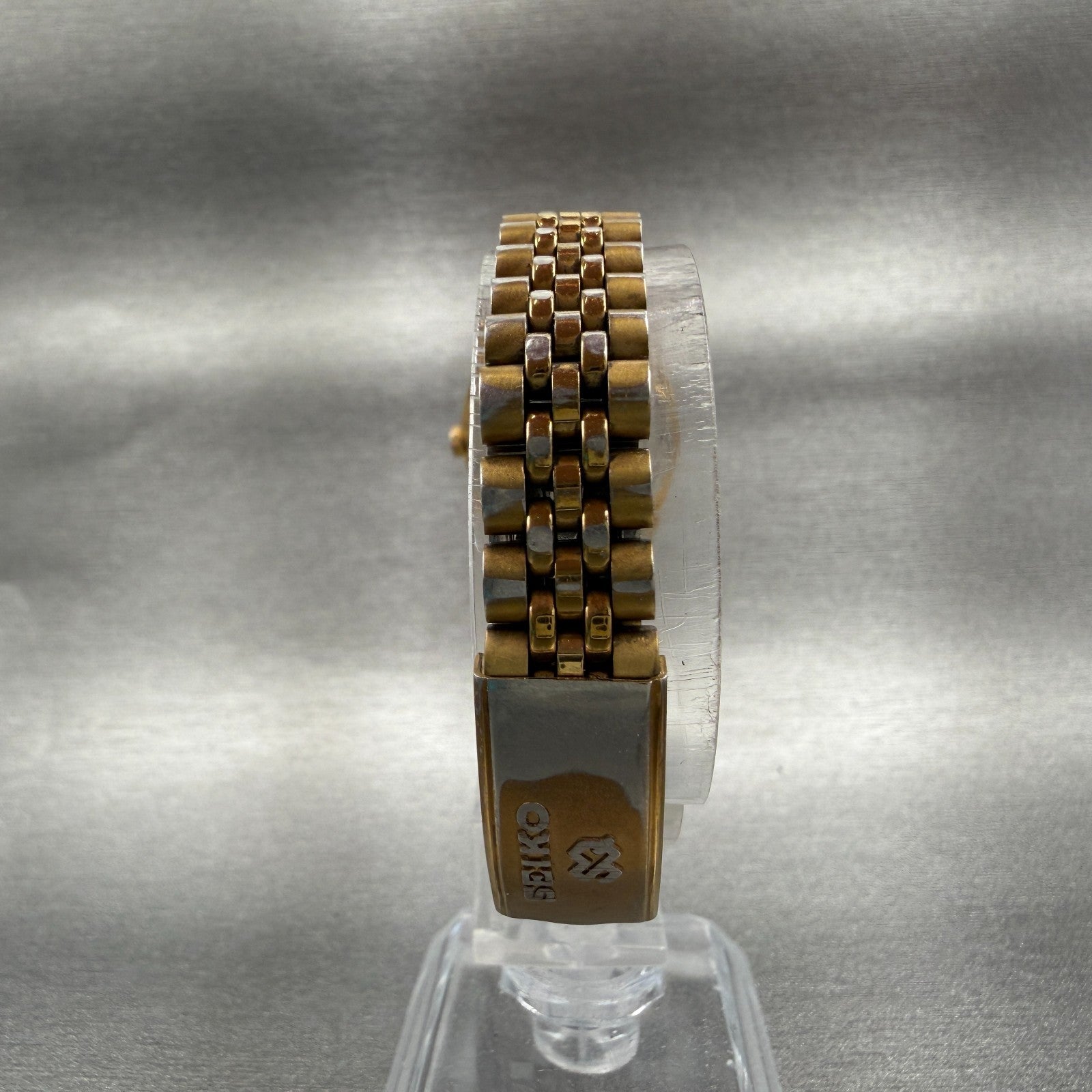 Seiko SQ Watch Women 24mm Gold Dial Gold Tone Daydate 24mm Round New Battery HDA7