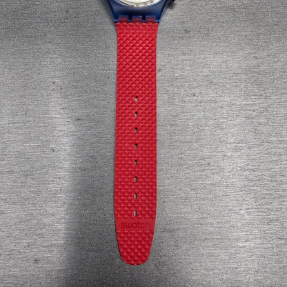 Swatch Chrono JFK Watch Men 37mm White Dial Blue Case SCN103 New Battery NOS5