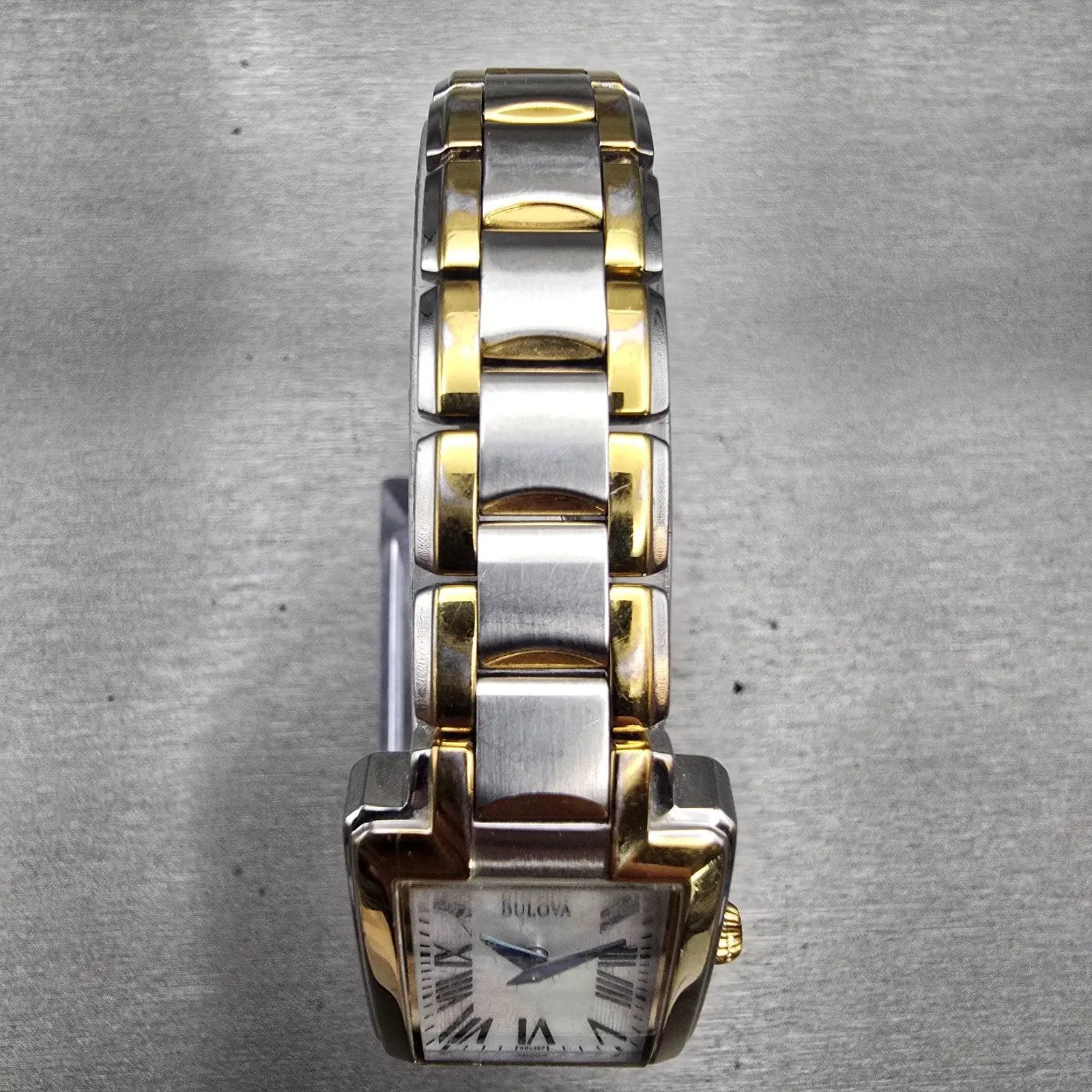 Bulova Tank Watch Women 22mm MOP Dial Two Tone Rectangle 98L157 New Battery4