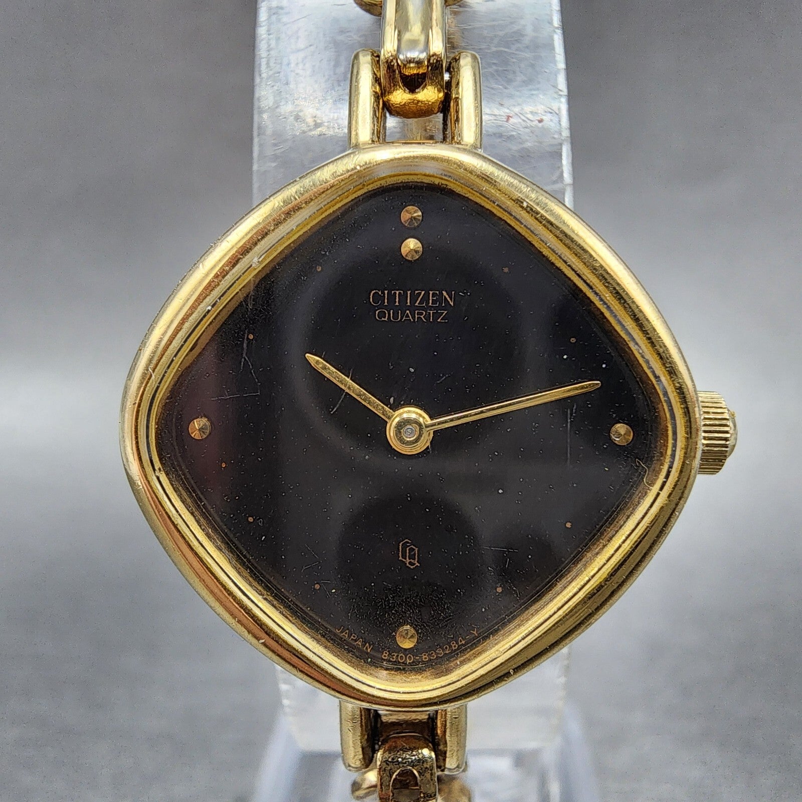 Citizen CQ Watch Women 23mm Black Dial Gold Tone Square 4832256 New Battery1