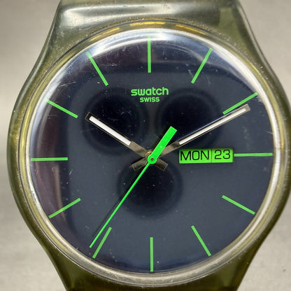 Swatch Blue Rebel Watch Men 41mm Blue Dial Gray Daydate SUON700 New Battery1