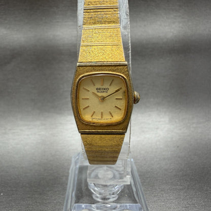 Seiko Watch Women 16mm Champagne Dial Gold Tone Hexagon 54205409 New Battery 560