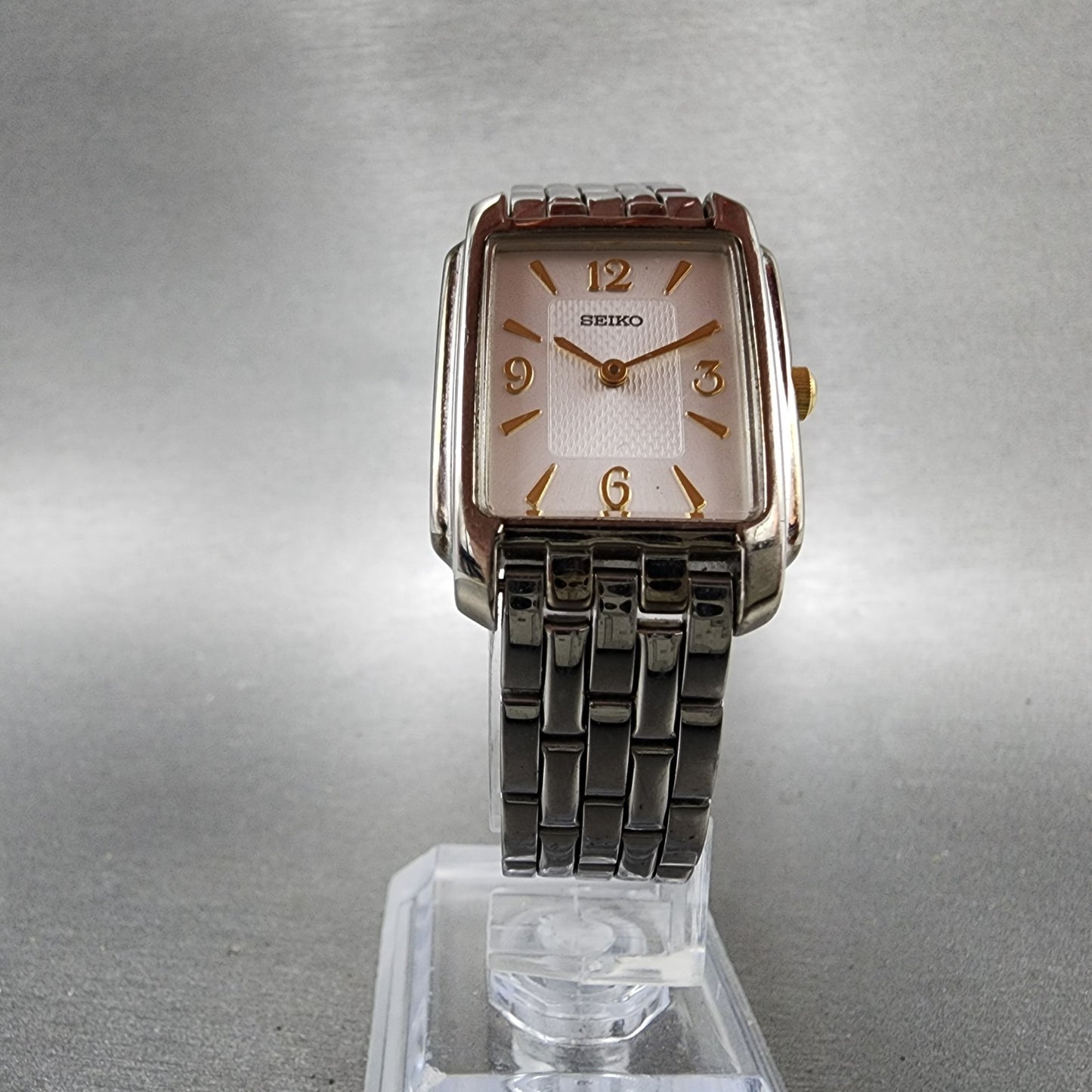 Seiko Tank Watch Women 23mm Silver Dial Silver Tone V7005J10 New Battery5