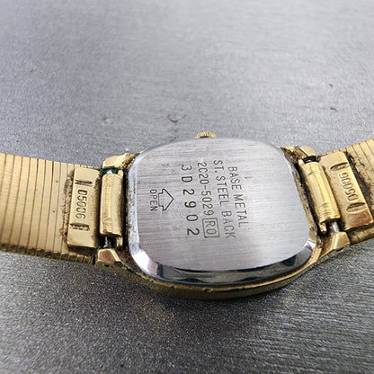 Seiko Watch Women 18mm Champagne dial Gold Tone Rectangle 2c205029 New Battery9