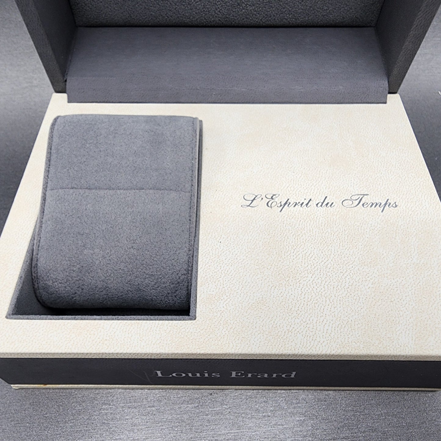 Louis Erard Watch Box Faux Leather Gray & Cream Manual & Warranty Card3