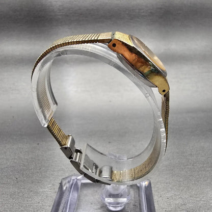 Citizen CQ Watch Women 18mm Gold Dial Gold Tone Round 4-832779 New Battery VTG9