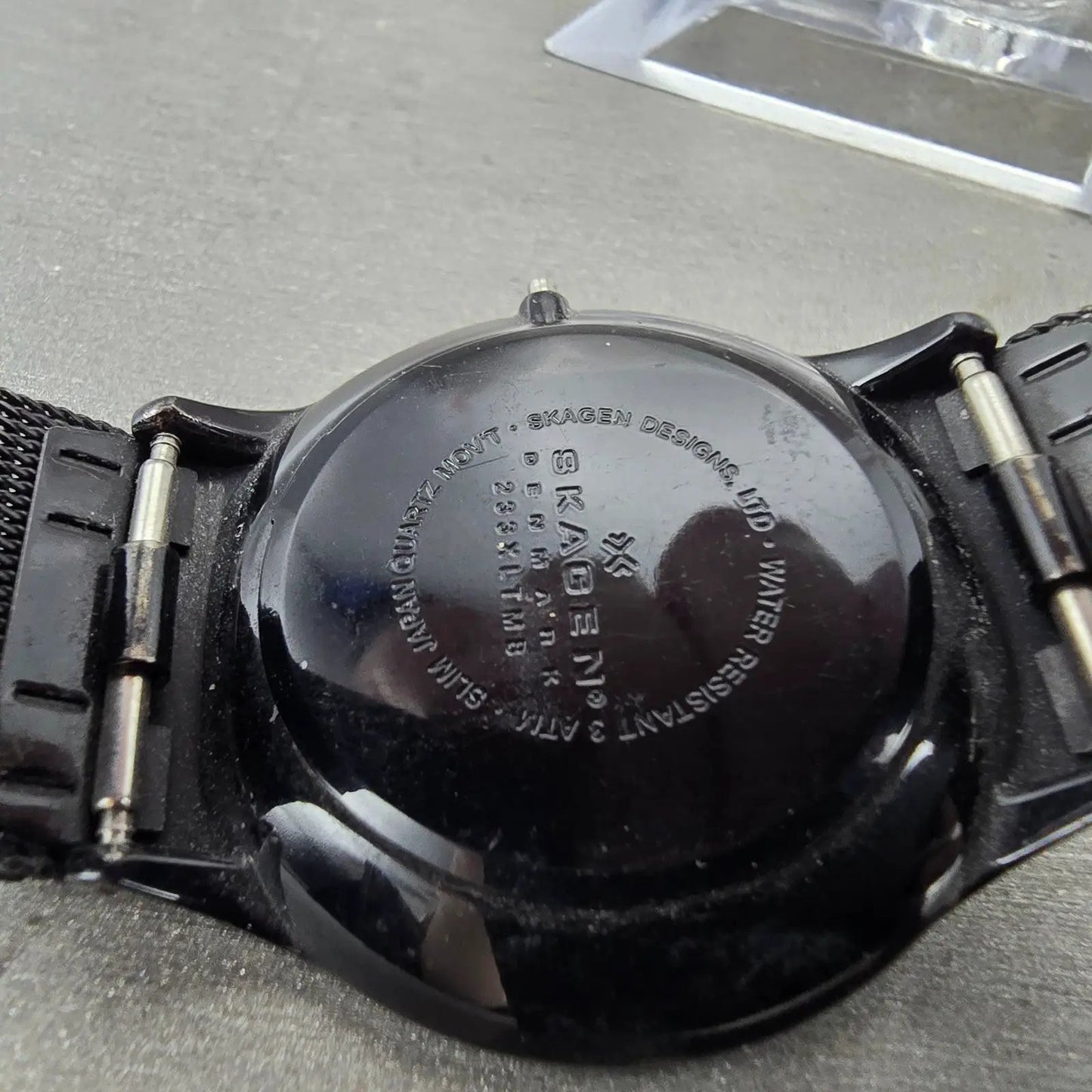 Skagen Watch Men 37mm Black Dial Black Tone Date Round 233XLTMB PARTS NO CROWN10