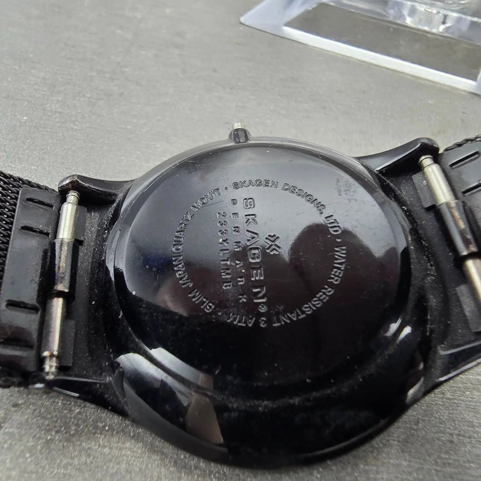 Skagen Watch Men 37mm Black Dial Black Tone Date Round 233XLTMB PARTS NO CROWN10