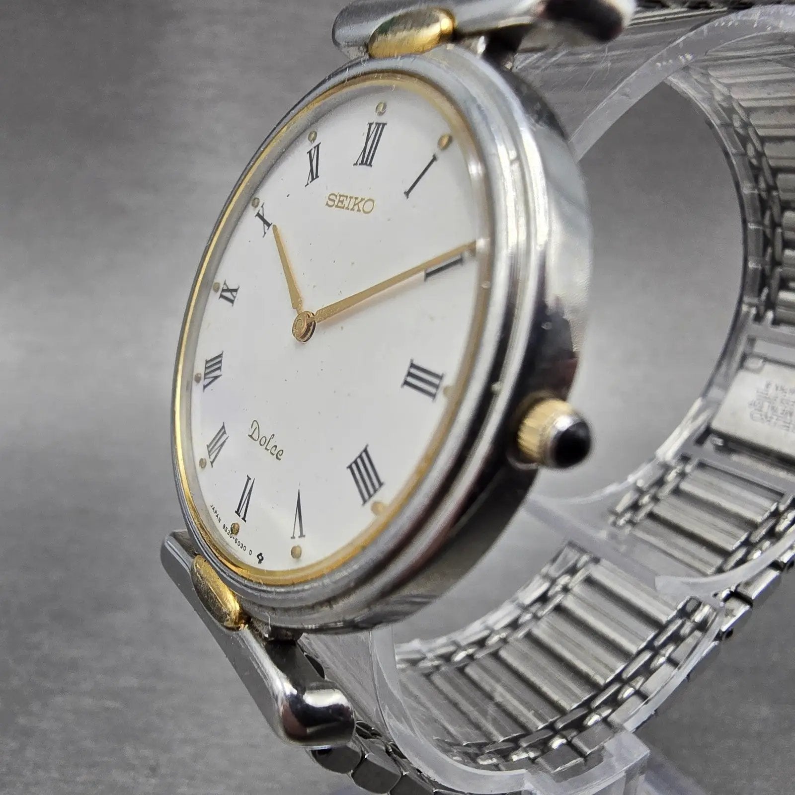 Seiko Dolce Watch Men 32mm White Dial Two Tone Round 9530-6030 PARTS3