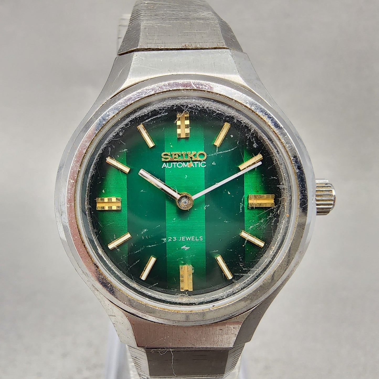 Seiko Automatic Watch Women 27mm Green Dial Silver Tone Round 24110060 Runs0