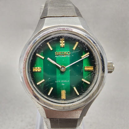 Seiko Automatic Watch Women 27mm Green Dial Silver Tone Round 24110060 Runs0