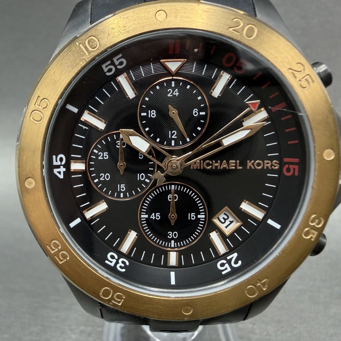 Michael Kors Walsh Chronograph Watch Men 44mm Black Dial Black Tone Date MK85682