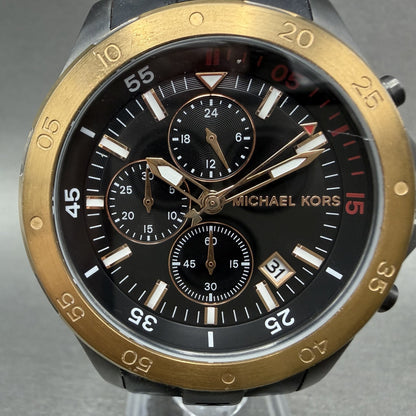 Michael Kors Walsh Chronograph Watch Men 44mm Black Dial Black Tone Date MK85682