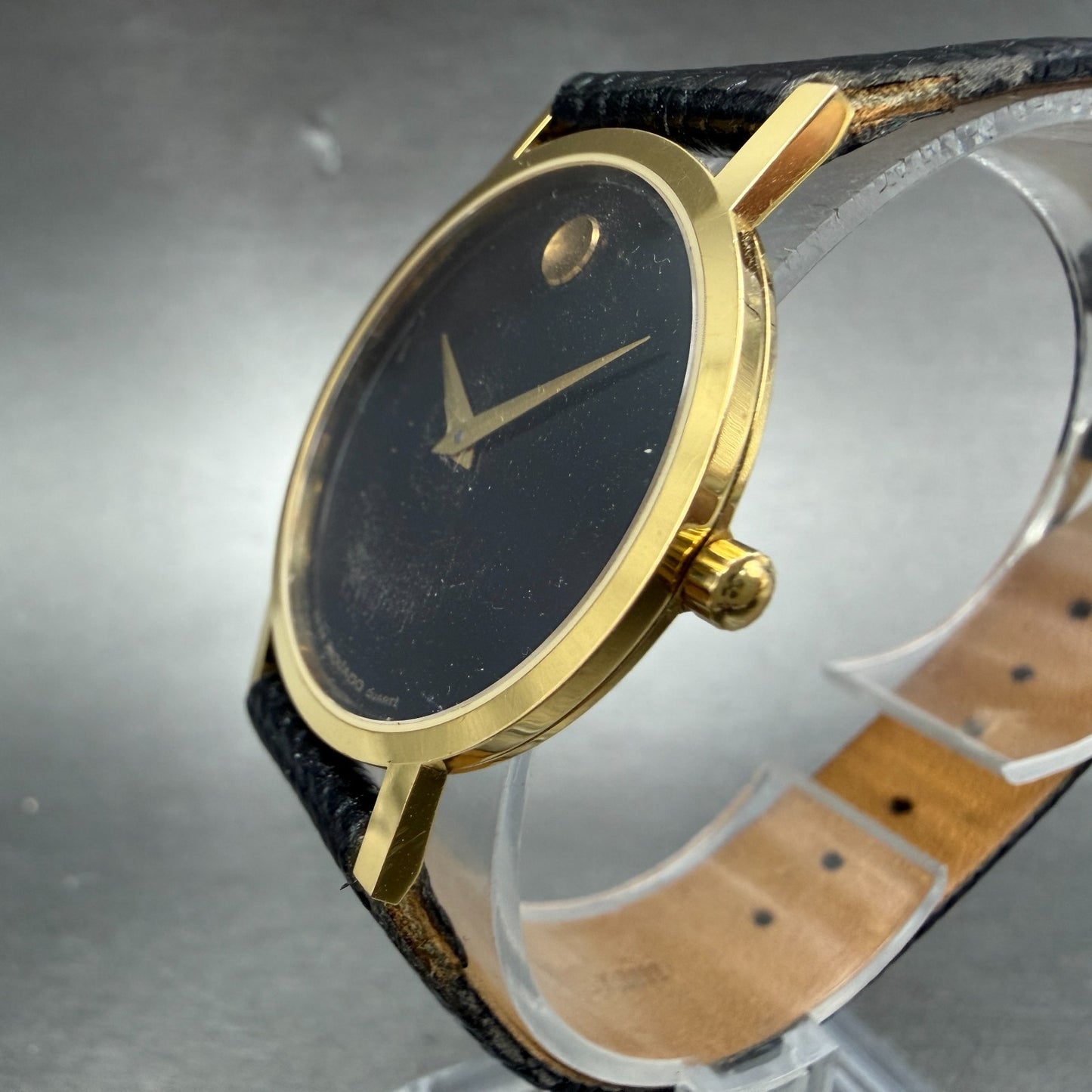 Movado Museum Watch Men 31mm Black Dial Gold Tone Round 87.45.882 PARTS3