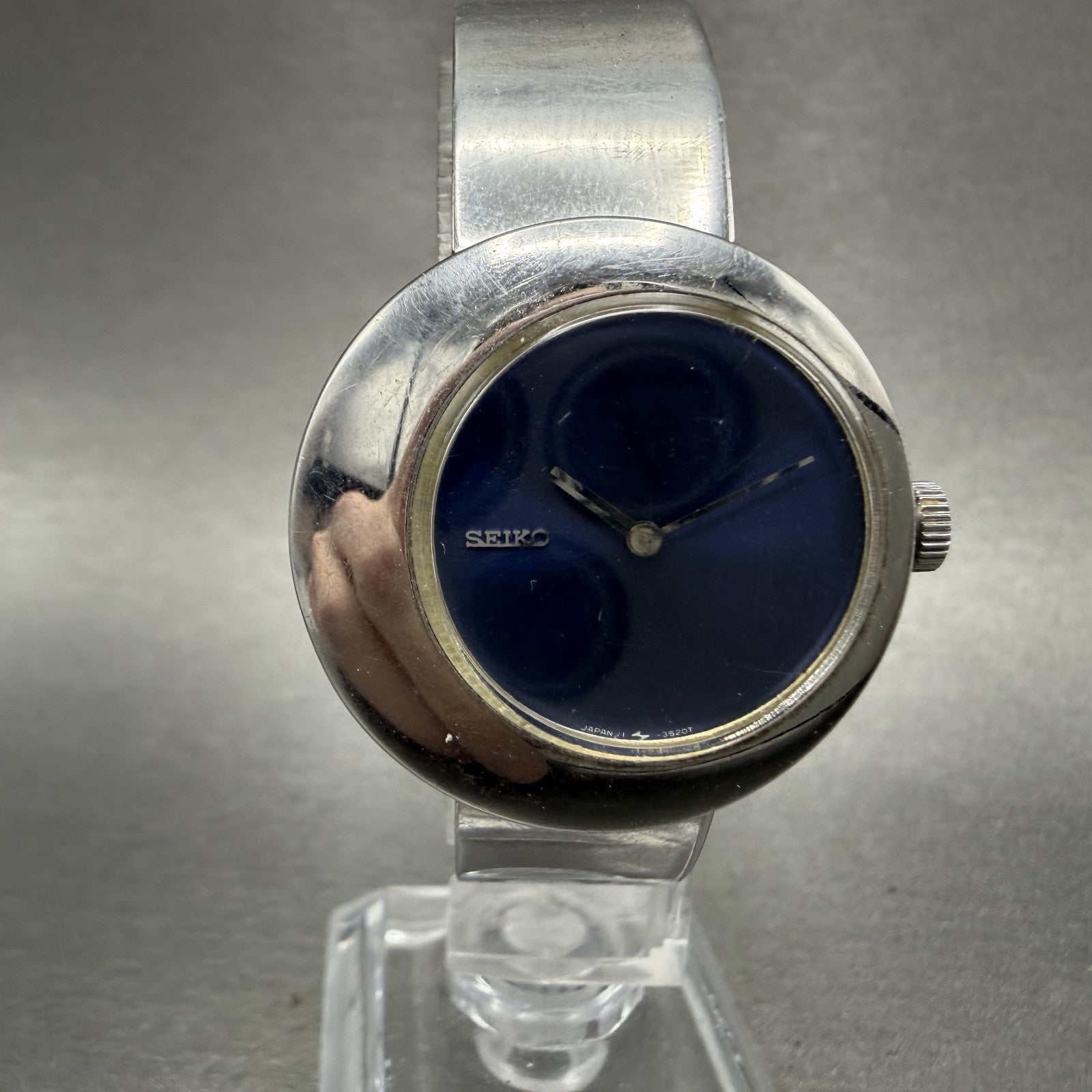 Seiko Watch Women 30mm Blue Dial Silver Tone Round Manual 111020 PARTS0