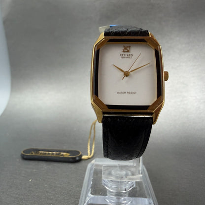 Citizen Tank Watch Unisex 25mm White Dial Gold Tone Rectangle New Battery NOS5