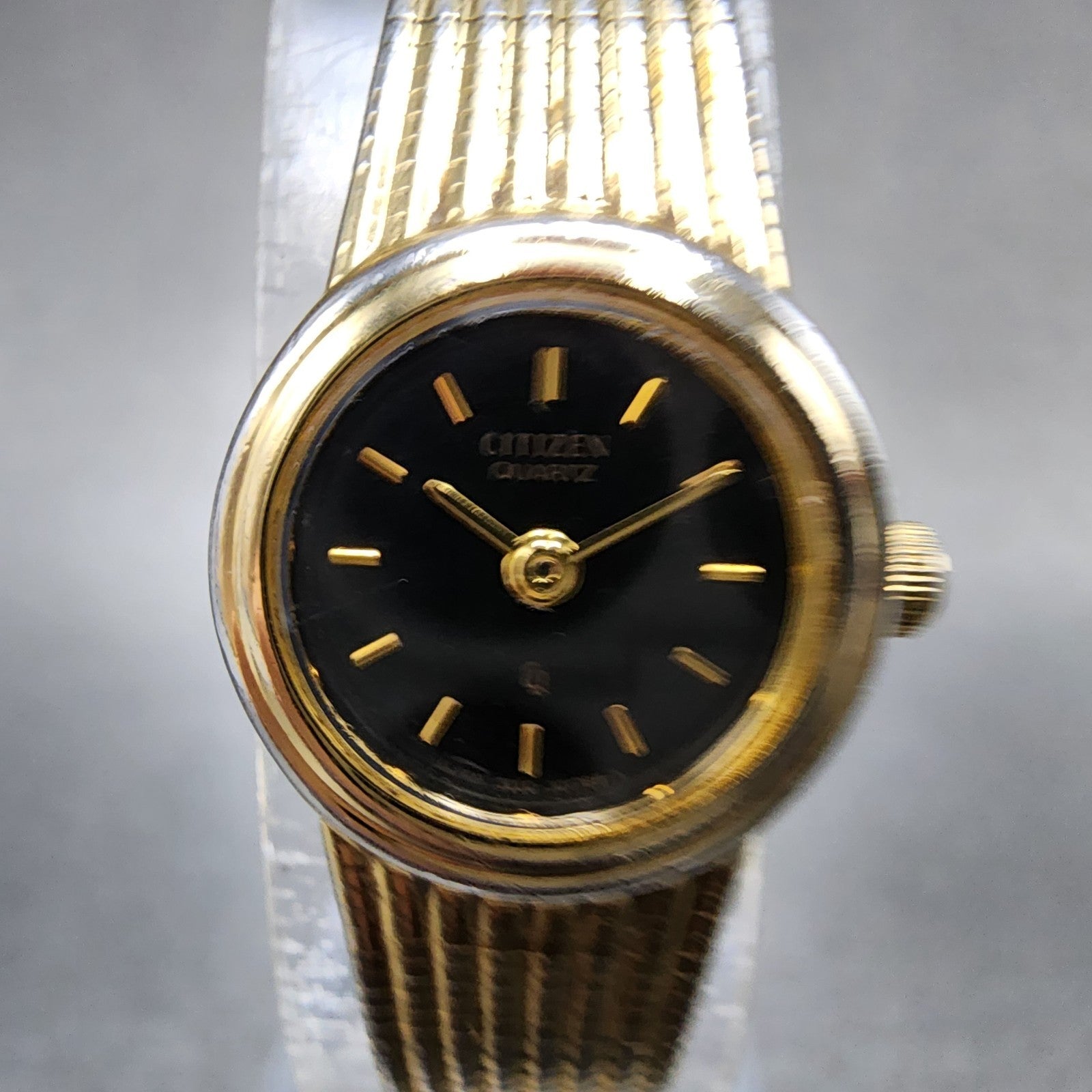 Citizen CQ Watch Women 17mm Black Dial Gold Tone Round 3220324234 New Battery1