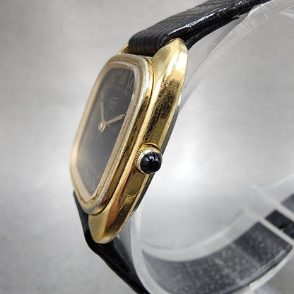 Seiko Tank Watch Women 24mm Black Dial Gold Tone Rectangle 23205140 New Battery3