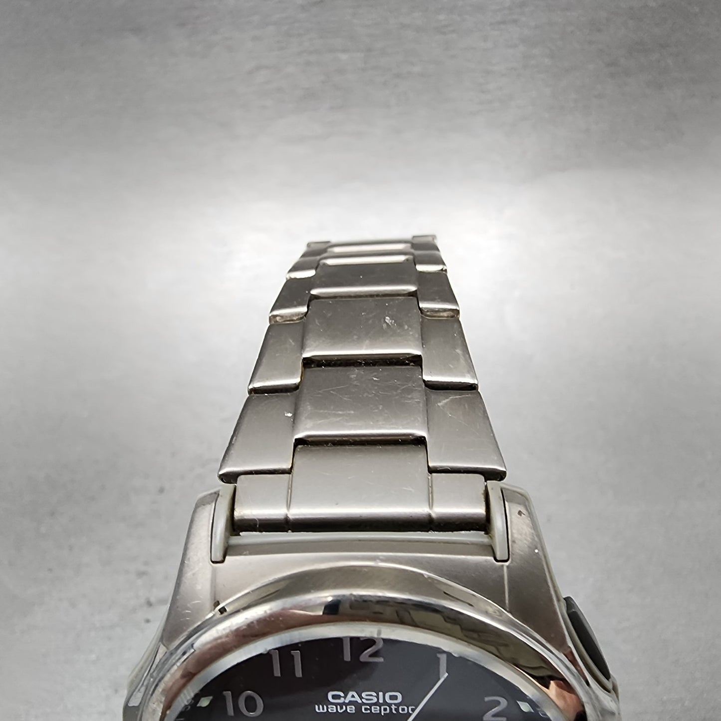 Casio Wave Ceptor Watch Men 42mm Black Dial Titanium Solar Analog Digital Works4