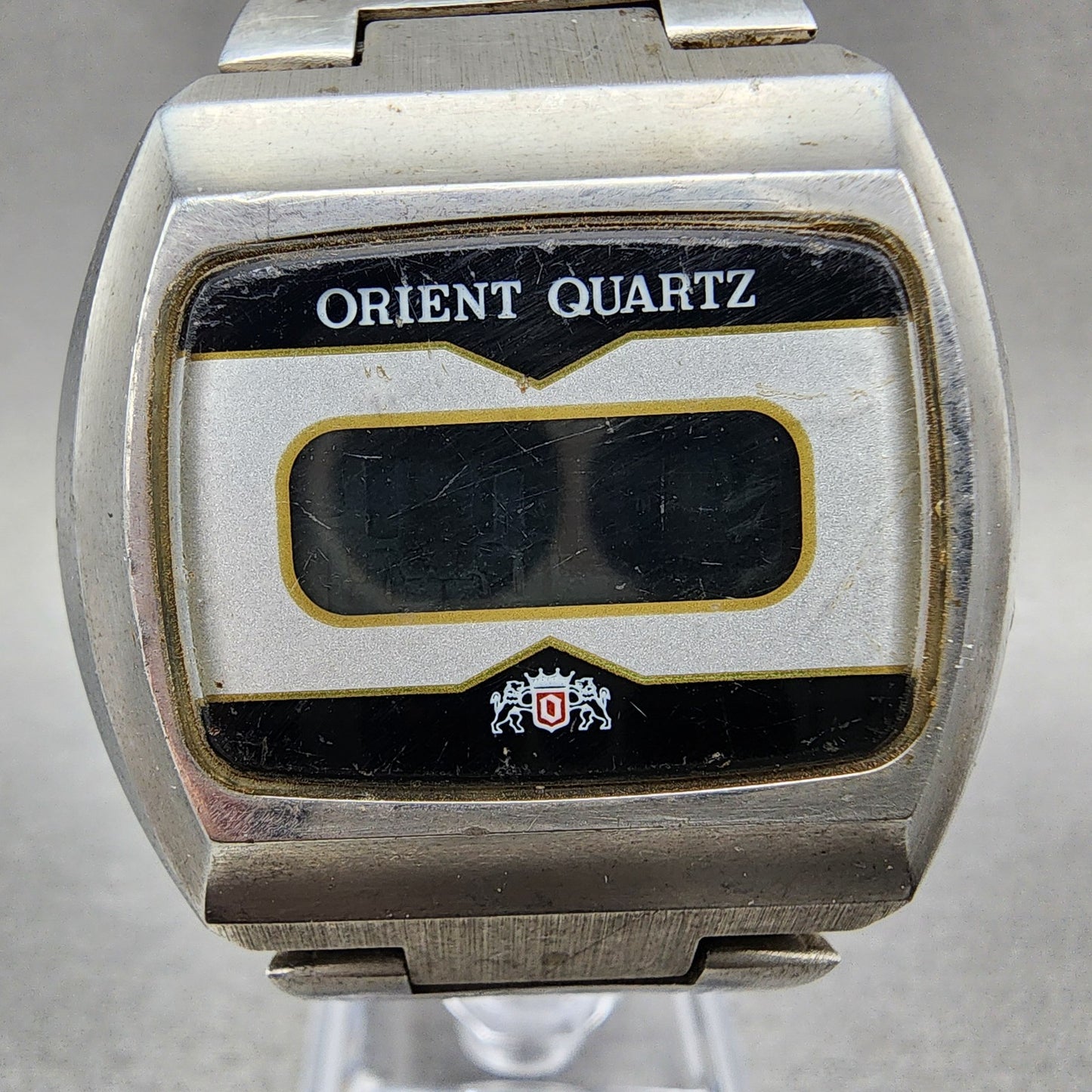 Orient Digital Watch Men 39mm Silver Tone LCD 62060140 VTG JDM PARTS2