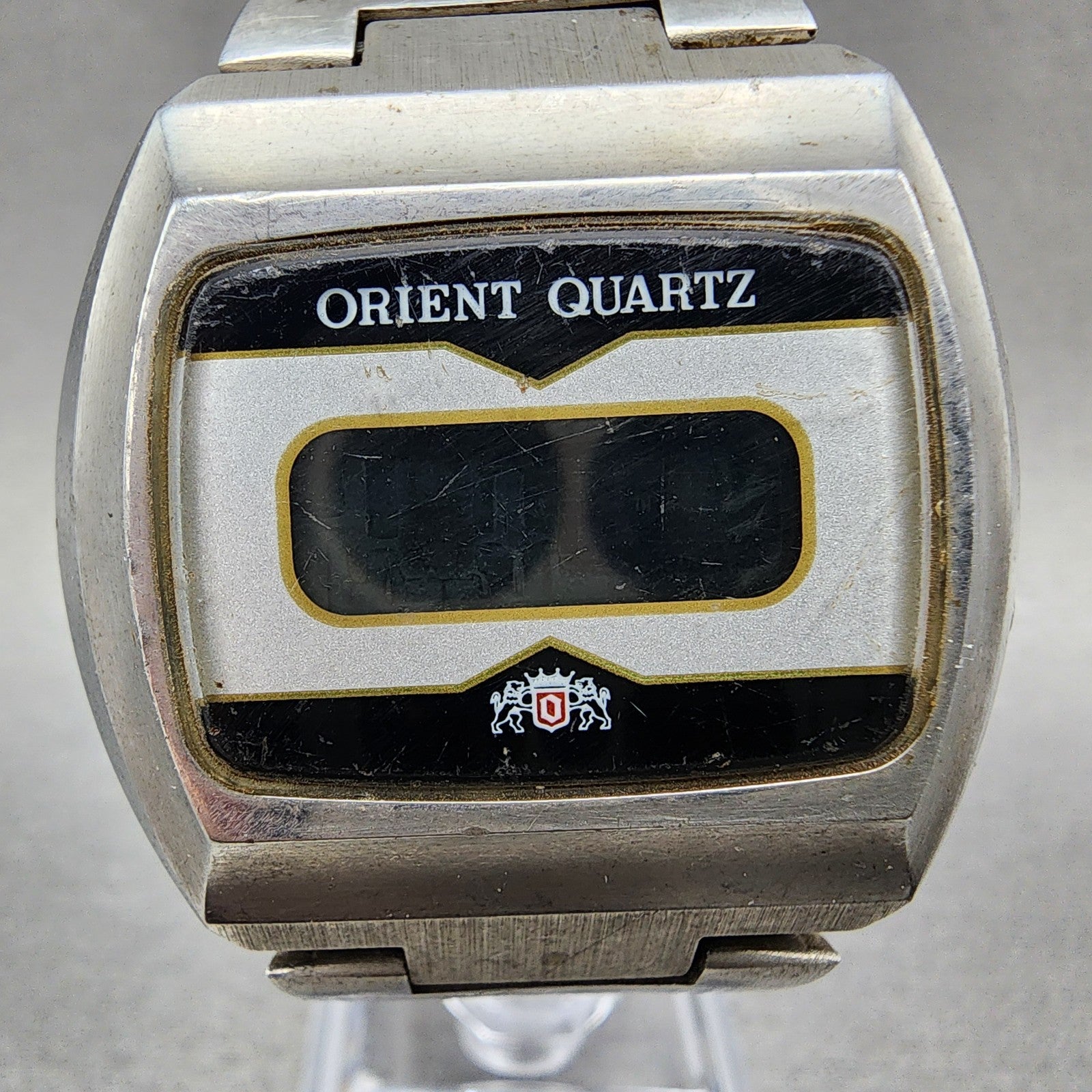 Orient Digital Watch Men 39mm Silver Tone LCD 62060140 VTG JDM PARTS2