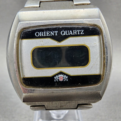 Orient Digital Watch Men 39mm Silver Tone LCD 62060140 VTG JDM PARTS2