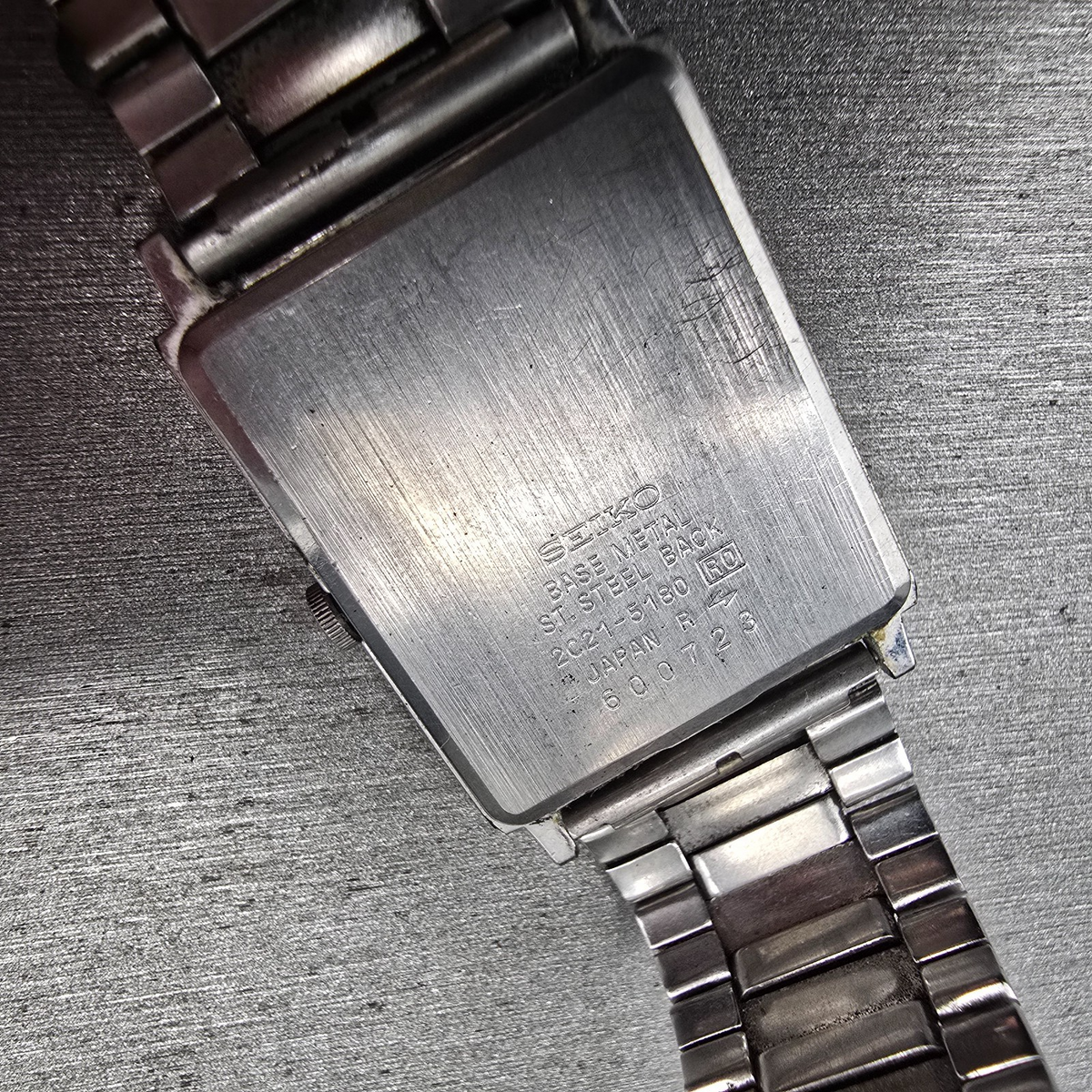 Seiko Tank Watch Men 24mm Silver Dial Silver Tone Rectangle 2C21-5180 New Batt10