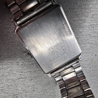 Seiko Tank Watch Men 24mm Silver Dial Silver Tone Rectangle 2C21-5180 New Batt10