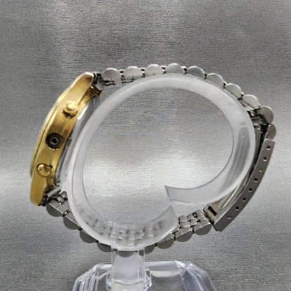 Seiko World Time Watch Men 37mm Gold Dial Gold Tone Date Alarm 5T526A29 PARTS7