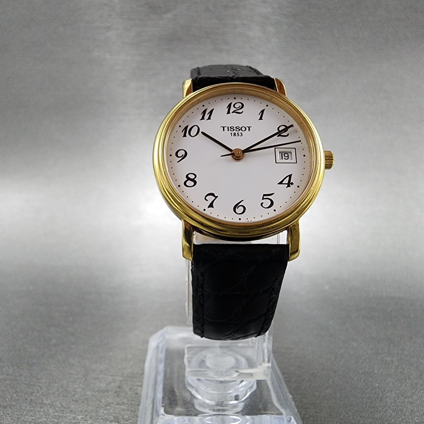 Tissot Watch Women 27mm White Dial Gold Tone Date Round T830/930 New Battery5