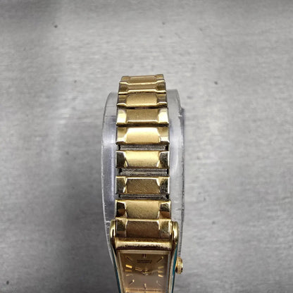 Seiko Tank Watch Women 12mm Gold Dial Gold Tone Rectangle 2E20-5239 New Battery4
