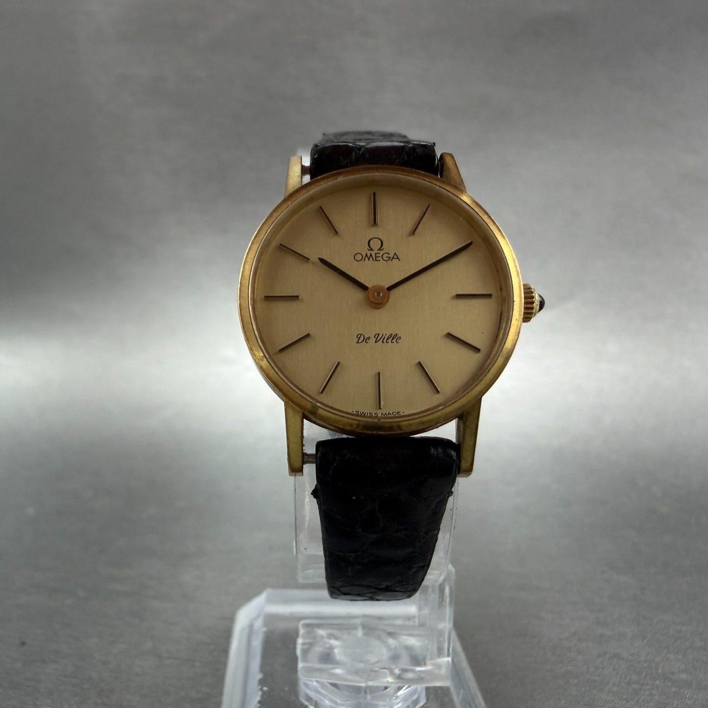 Omega De Ville Watch Women 24mm Gold Dial Gold Tone Round Manual Wind Runs VTG5