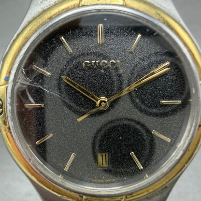 Gucci 9040M Watch Men 35mm Gray Dial Two Tone Date NO BACK PARTS New Battery2