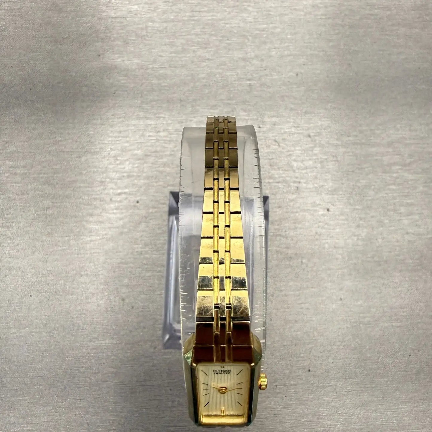Citizen Watch Women 13mm Champagne Dial Gold Tone Rectangle 5421-S96460 New Batt4