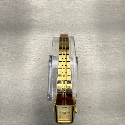 Citizen Watch Women 13mm Champagne Dial Gold Tone Rectangle 5421-S96460 New Batt4