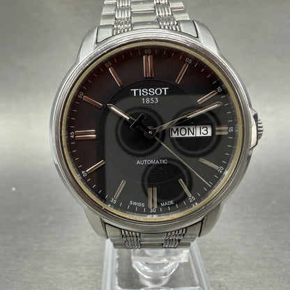 Tissot Automatic III Watch Men 39mm Black Dial Steel Daydate Round Runs W/Box1