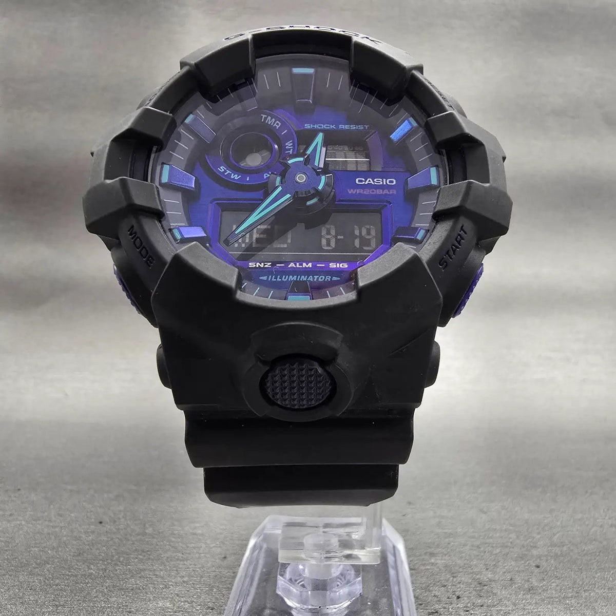 Casio G-Shock GA-700VB Watch Men 54mm Blue Dial Black Chrono Alarm New Battery5