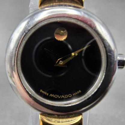Movado Harmony Watch Women 23mm Black Dial Two Tone 97.A1.809.A New Battery LP1