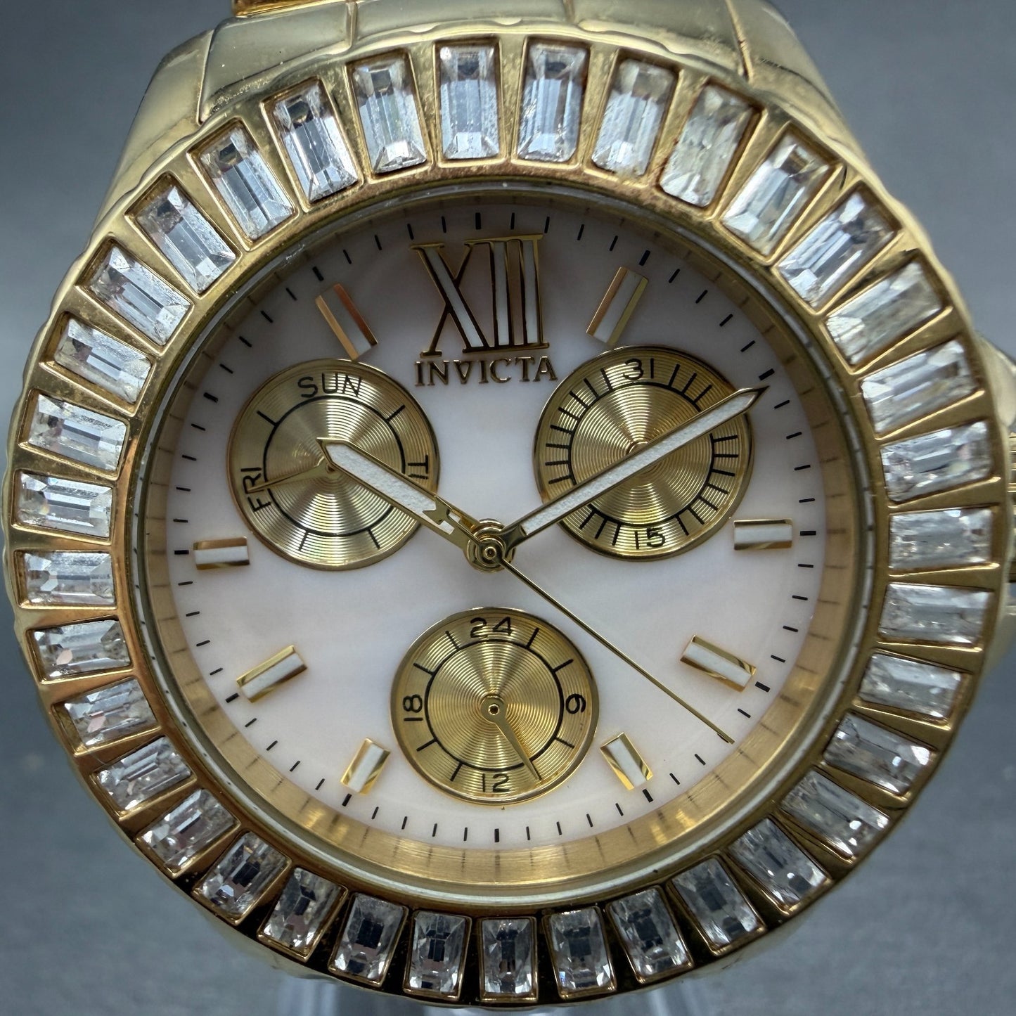 Invicta Angel Watch Women 38mm MOP Dial Gold Toe Daydate Round 29084 New Battery1