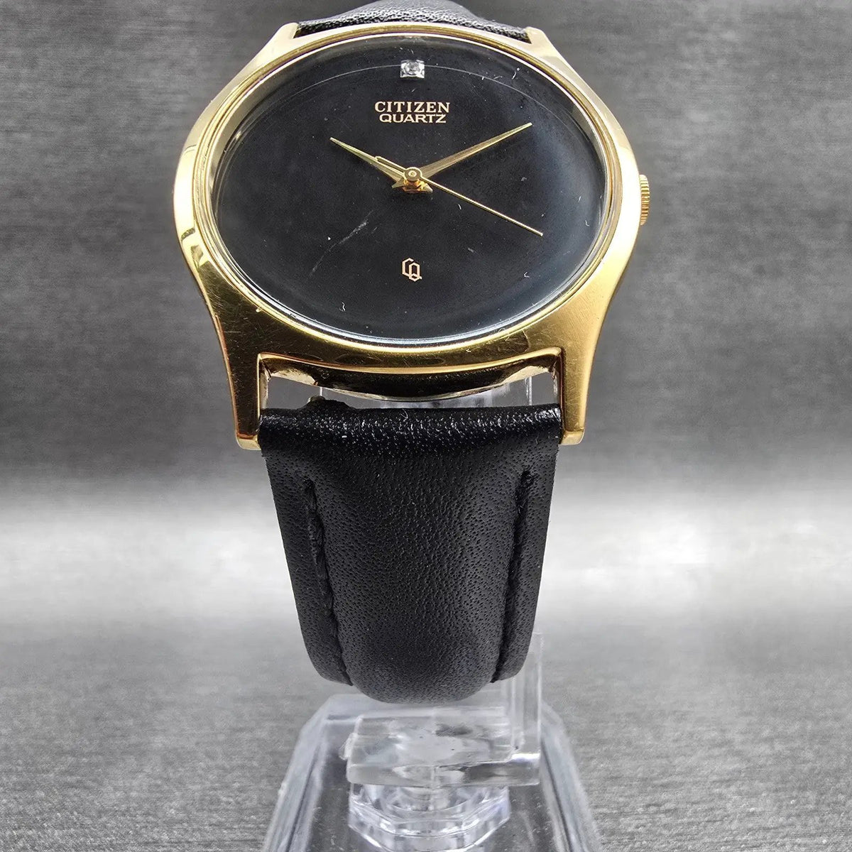 Citizen CQ Watch Men 32mm Black Dial Gold Tone Round 6031-K02716 New Battery JP6
