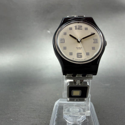 Swatch Cheeseboard Watch Women 25mm Silver Dial Black LB160G New Battery5