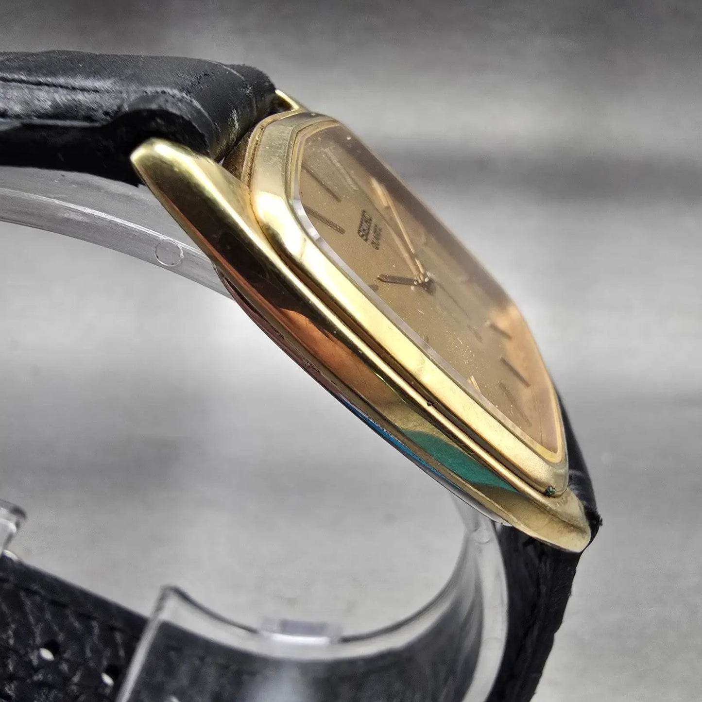 Seiko Watch Men 30mm Gold Dial Gold Tone Rectangle 6030-5250 New Battery Vintage3
