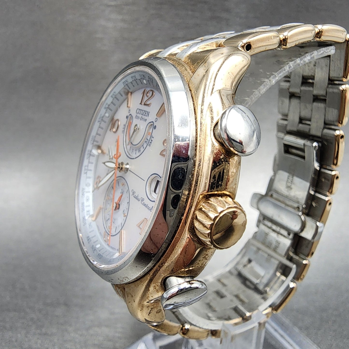 Citizen EcoDrive World Time Watch Women 41mm MOP Dial Two Tone Date Works2