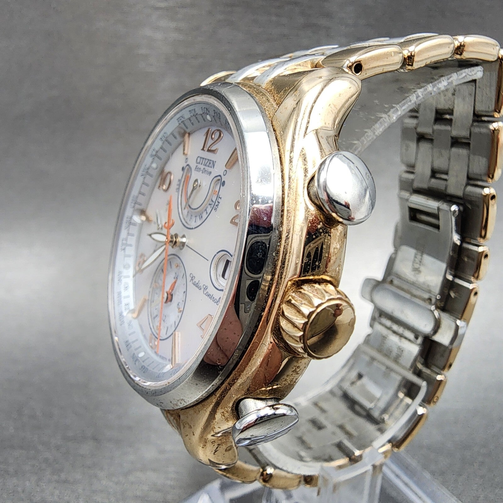 Citizen EcoDrive World Time Watch Women 41mm MOP Dial Two Tone Date Works2