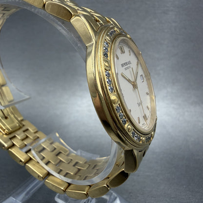 Raymond Weil Tango Watch Men 36mm Cream Dial Gold Plated Date New Battery 55603