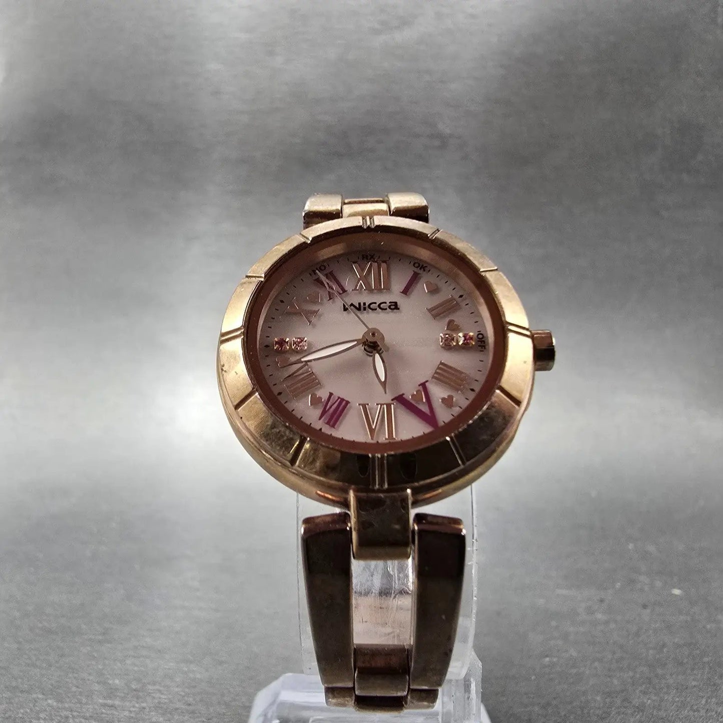 Citizen Wicca Atomic Solar Watch Women 27mm Pink Dial Rose Gold Tone PARTS6