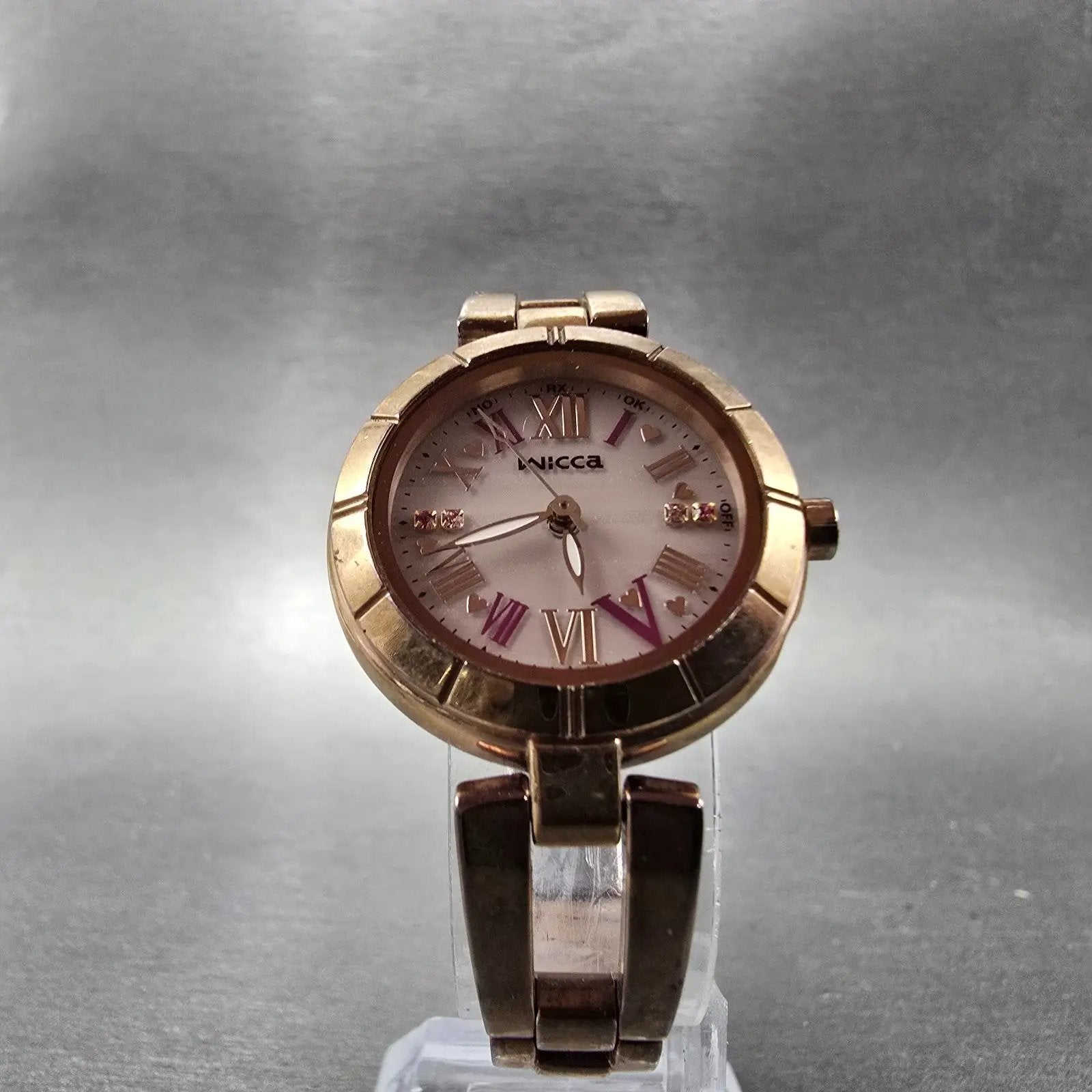 Citizen Wicca Atomic Solar Watch Women 27mm Pink Dial Rose Gold Tone PARTS6