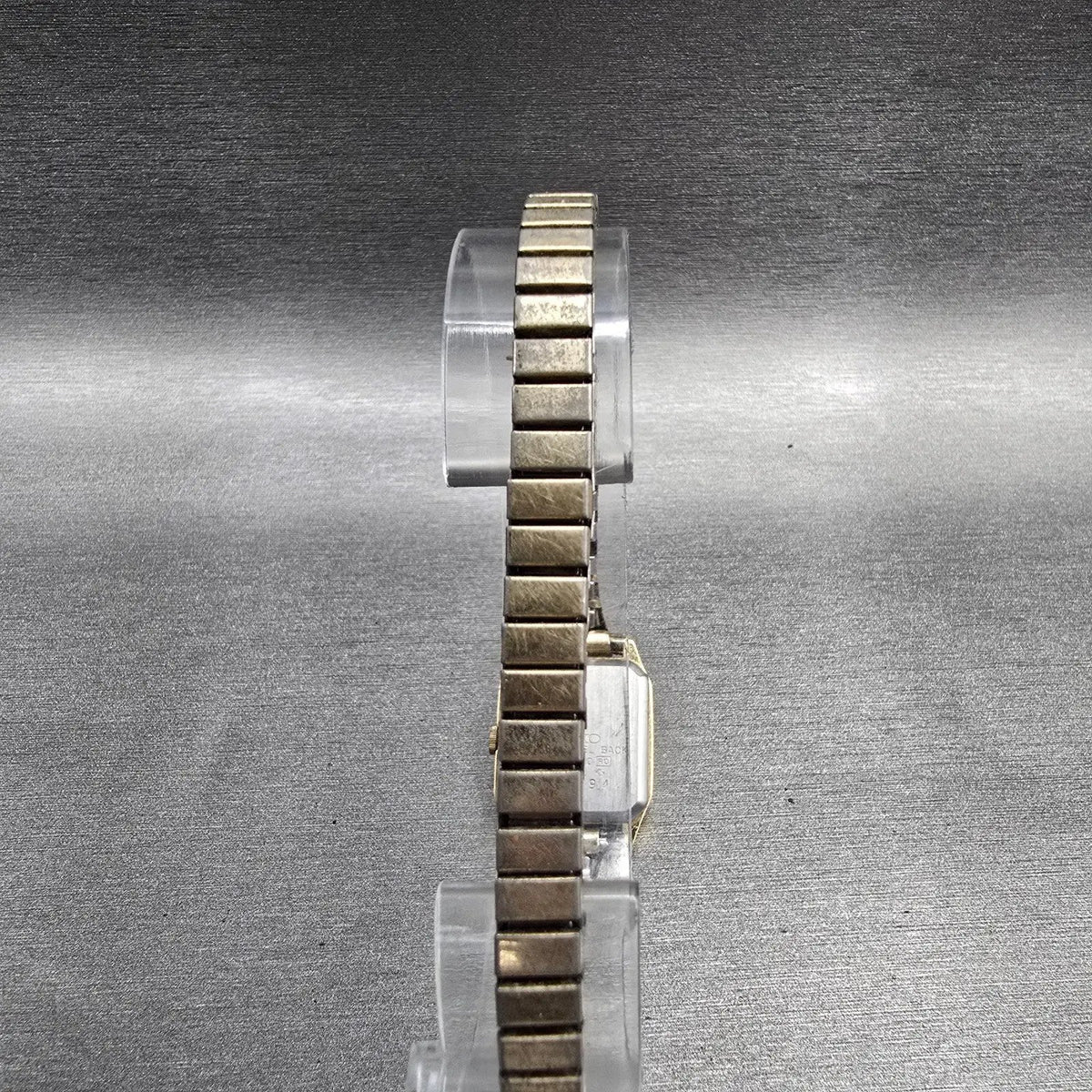Seiko Watch Women 19mm Champagne Dial Gold Tone Rectangle 5421-5110 New Batt JP77